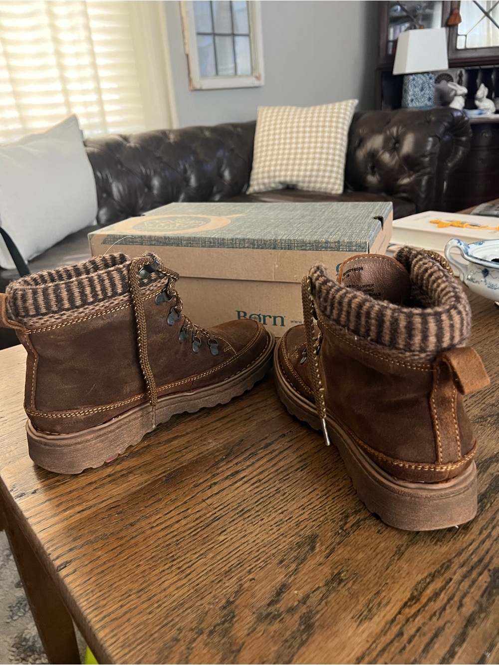 Born Women’s Brown Suede Lace-Up Ankle Boots - Picture 8 of 11